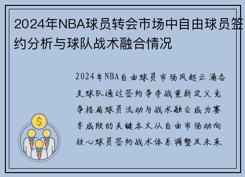 2024年NBA球员转会市场中自由球员签约分析与球队战术融合情况